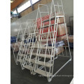 Warehouse Steel Safety Portable Rolling Mobile Work Platform Ladder with Handrails